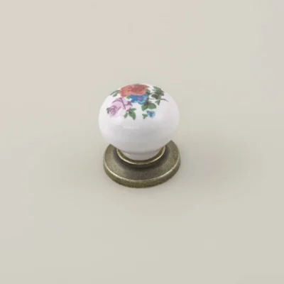 Edi Furniture Handle - Antique Gold and Porcelain