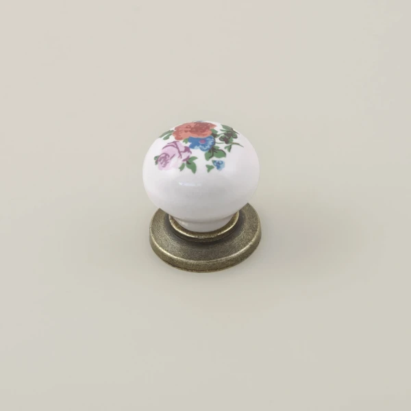 Edi Furniture Handle - Antique Gold and Porcelain