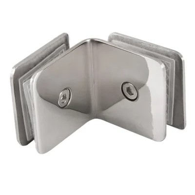 90° Glass Clamp, Chrome Stainless Steel, Wall-to-Glass