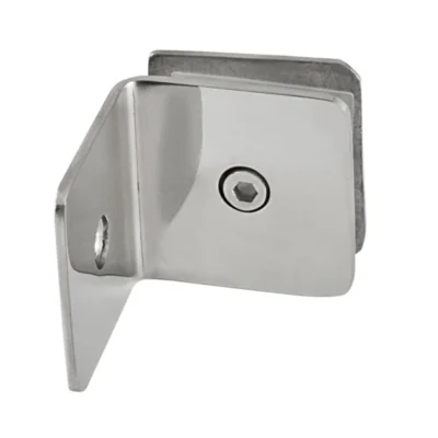 90° Glass Clamp, Chrome Stainless Steel, Wall-to-Glass