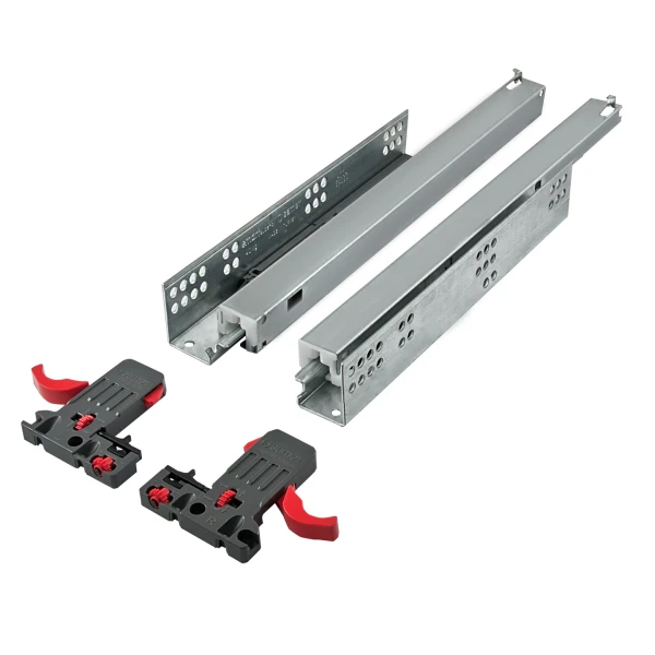 **Concealed Drawer Slides – Full Extension, Soft-Close, with Locking Clips**