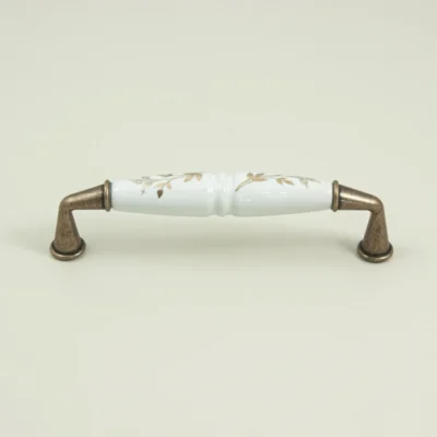 Lily Furniture Handle - Antique Gold and Porcelain