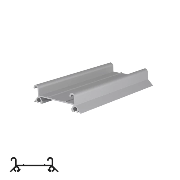 Bottom Rail for PS77 Sliding System - 6m, Matte Chrome