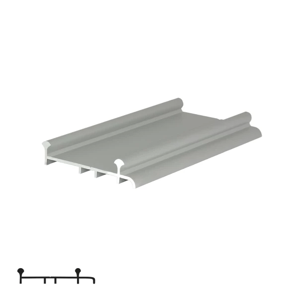Double Bottom Rail for Sliding Systems PS80/PS88/PS150 - 6m, Matte Chrome