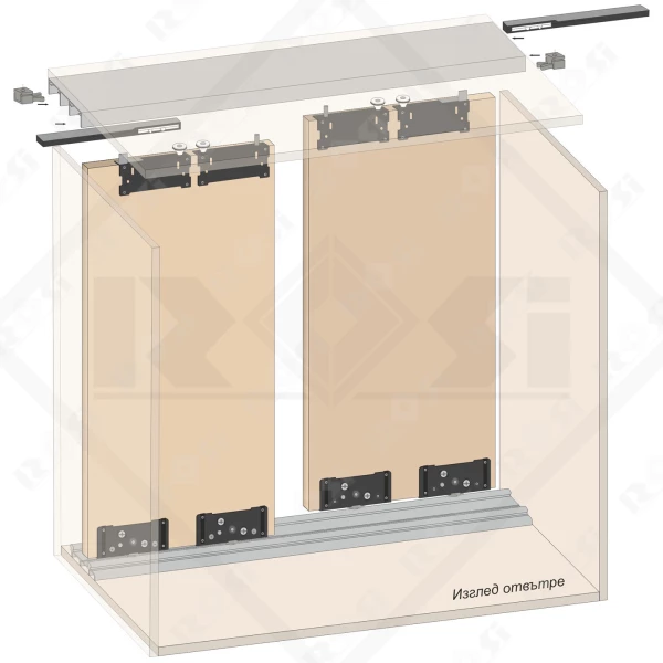 PS88 Sliding Door System Mechanism for 2 Doors with Soft Close