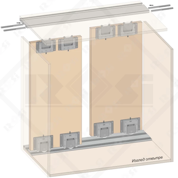 PS500 ALTAR Sliding Door System Mechanism for 2 Doors with Soft Close