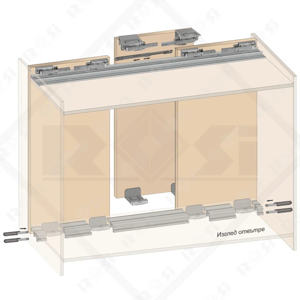PS400.3 Gemini Sliding Door System Mechanism for 3 Doors